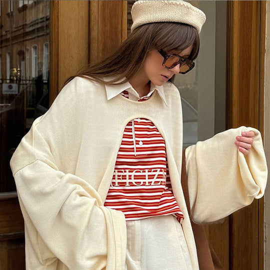 Damen Oversized Knit-Jacke R&B