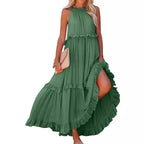 Damen Maxikleid mit einem eleganten Volant-Design und lockerem Schnitt R&B