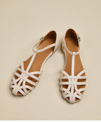 Damen elegante Flachsandalen mit verstellbarem Riemen und modischem Schnitt R&B