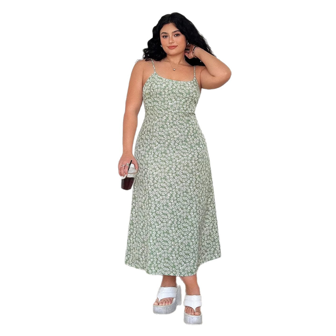 Damen Maxikleid mit feinem Blumenmuster und verstellbaren Spaghettiträgern R&B