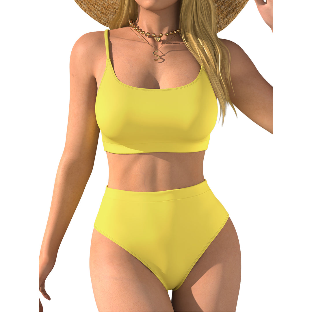 Damen Hochtaillierter Bikini mit Crop-Top R&B