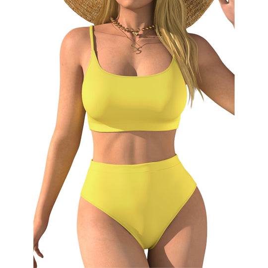 Damen Hochtaillierter Bikini mit Crop-Top R&B