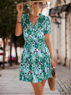 Damen Blusenkleid mit floralem Muster und elastischem Taillenzug R&B