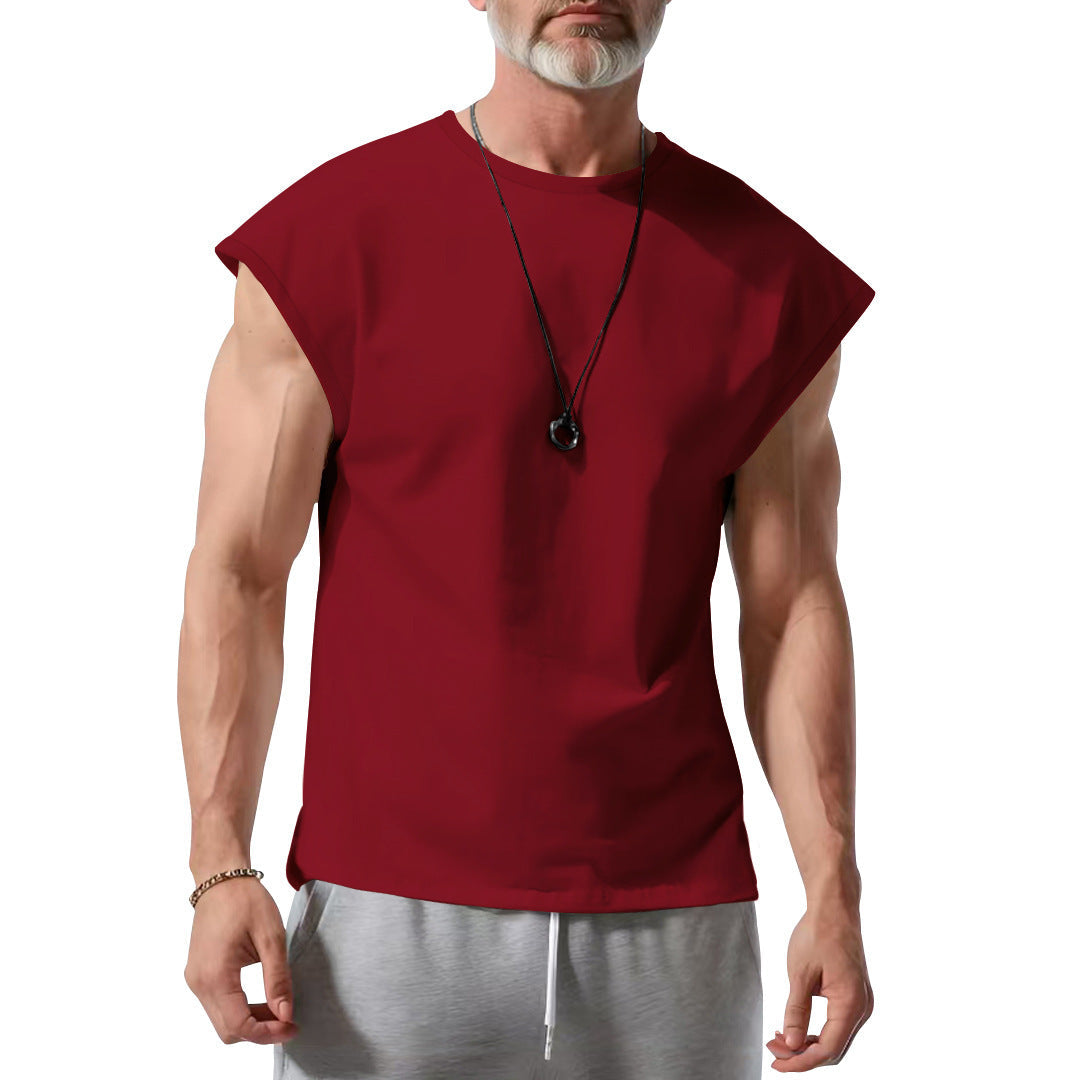 Herren nan athletisches abgeschnittenes Tanktop mit breiten Armöffnungen und Rundhalsausschnitt R&B