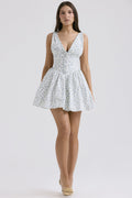 Damen Sommerliches Minikleid mit V-Ausschnitt und fließendem Rock R&B