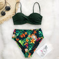 Damen Hoch tailliertes Bikini-Set mit floralem Oberteil R&B