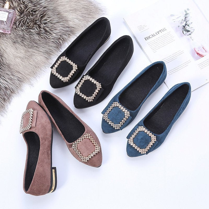Damen elegante Ballerinas mit glitzerndem Schmuckdetail und bequemem Fußbett R&B