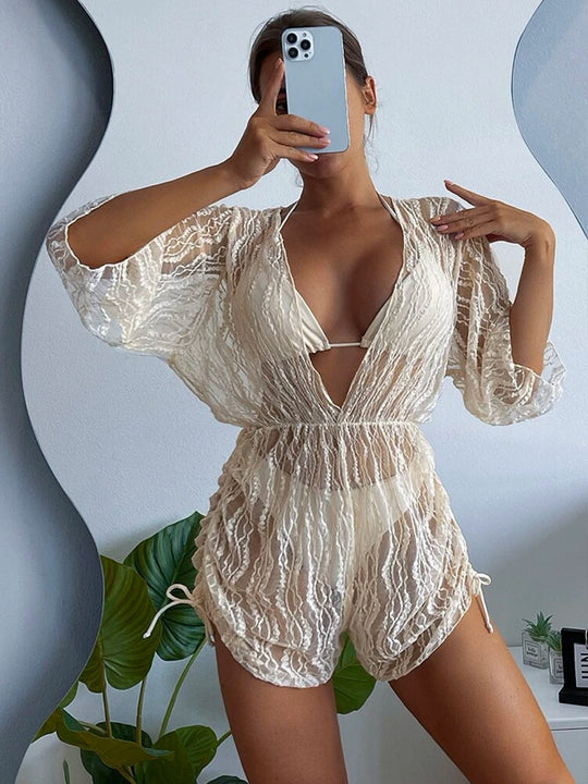 Damen Strand-Overall mit floralem Muster R&B