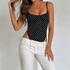 Damen Badeanzug mit hochgeschnittenem Design und verspieltem Polka-Dots-Muster R&B