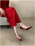 Damen Elegante High Heels mit funkelnden Perlenakzenten und schmalem Absatz R&B