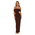 Damen Elegantes Maxikleid mit Off-Shoulder Schnitt und figurbetonter Passform R&B