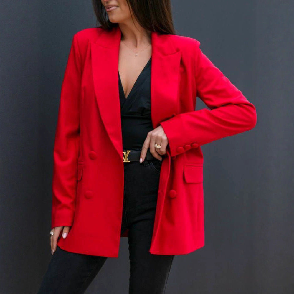 Damen modischer Blazer mit doppelter Knopfleiste und raffiniertem Schnitt R&B