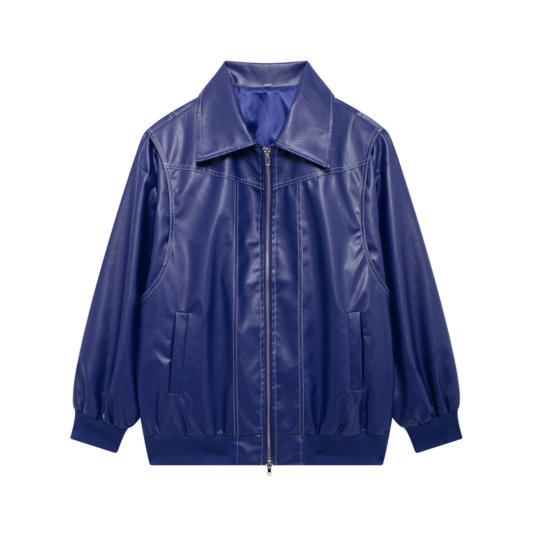 Damen Kunstlederjacke mit lässigem Schnitt und elastischem Saum R&B
