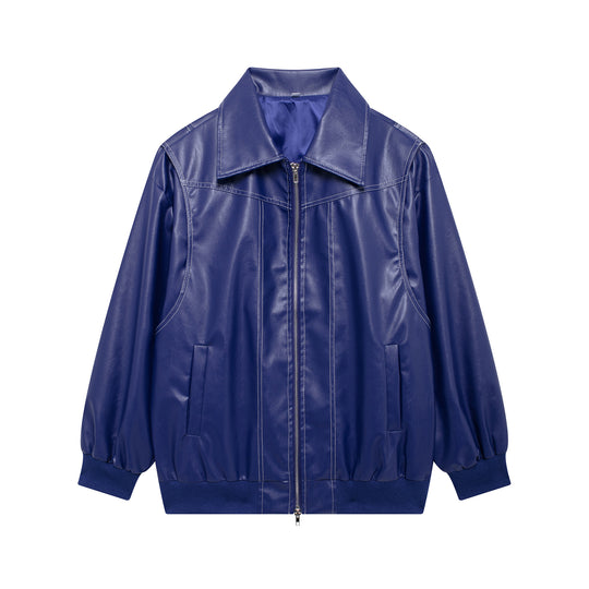 Damen Kunstlederjacke mit lässigem Schnitt und elastischem Saum R&B