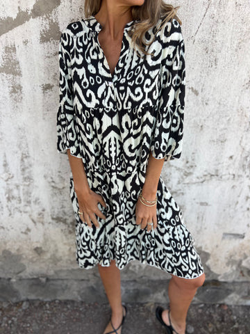 Damen lässiges Strandkleid mit lockerer Passform und schickem Druck R&B