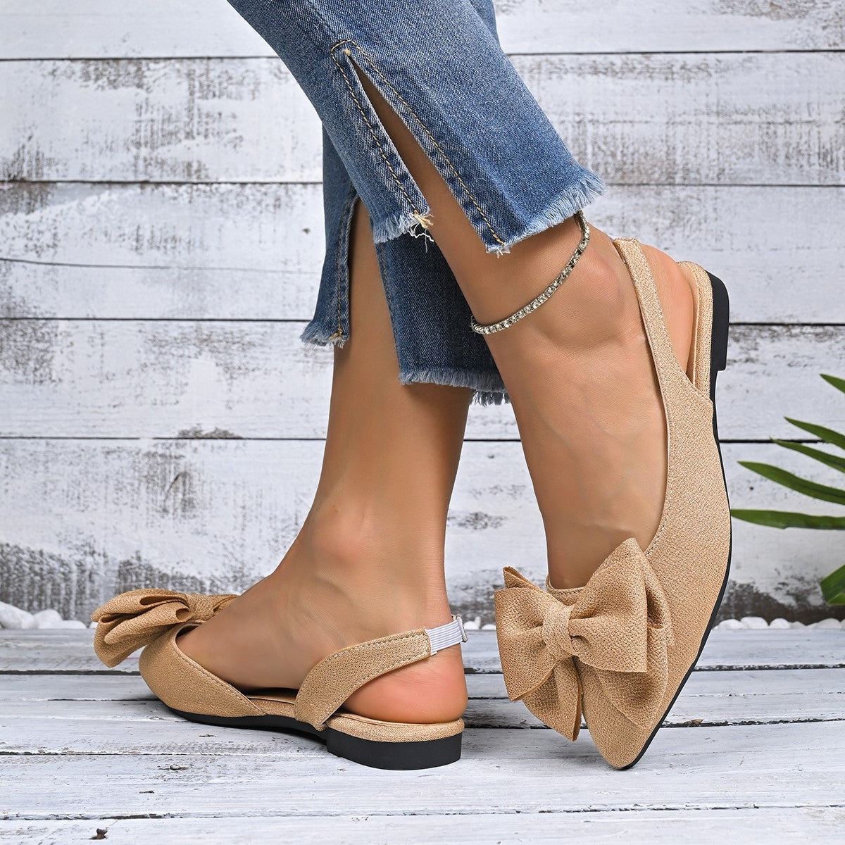 Damen Slingback-Sandalen mit dekorativem Schleifendetail R&B