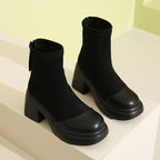 Damen Hochfront Stiefeletten mit modischem Blockabsatz und elastischem Material R&B