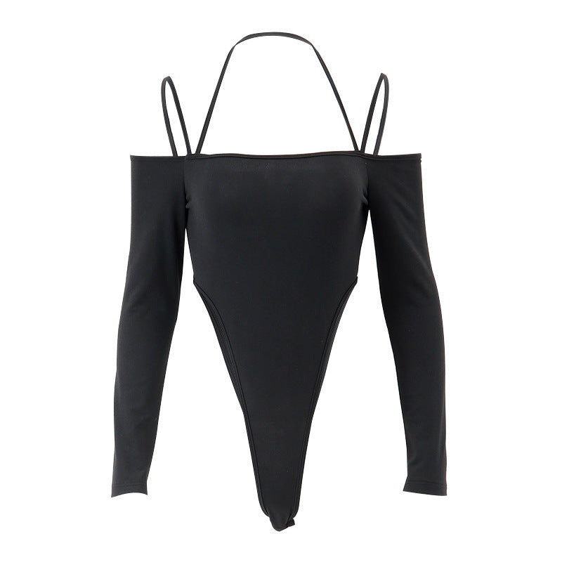 Damen Raffiniertes Bodysuit mit offenen Schultern und langen Ärmeln R&B