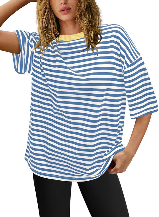 Damen Übergrößen T-Shirt mit Streifenmuster R&B