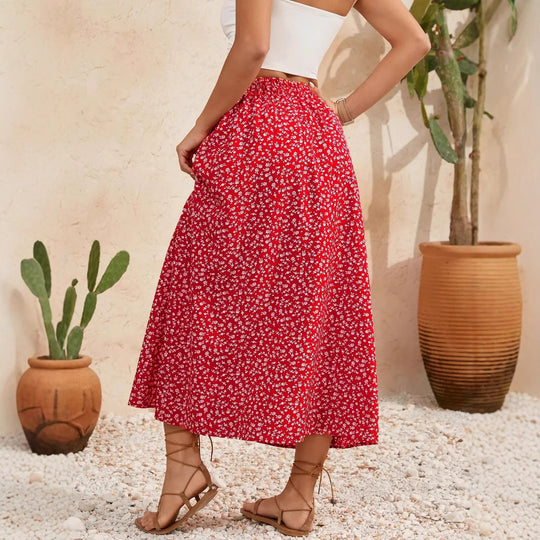 Damen Maxirock mit floralem Design und hohem Schlitz R&B