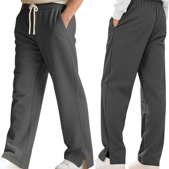 Damen nan komfortable strukturierte Loungehose mit elastischem Kordelbund und geradem Bein R&B