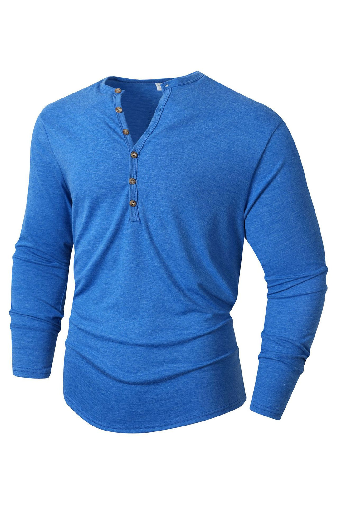 Herren Langarm Henley-Shirt mit Knopfleiste und weichem Baumwollmix R&B