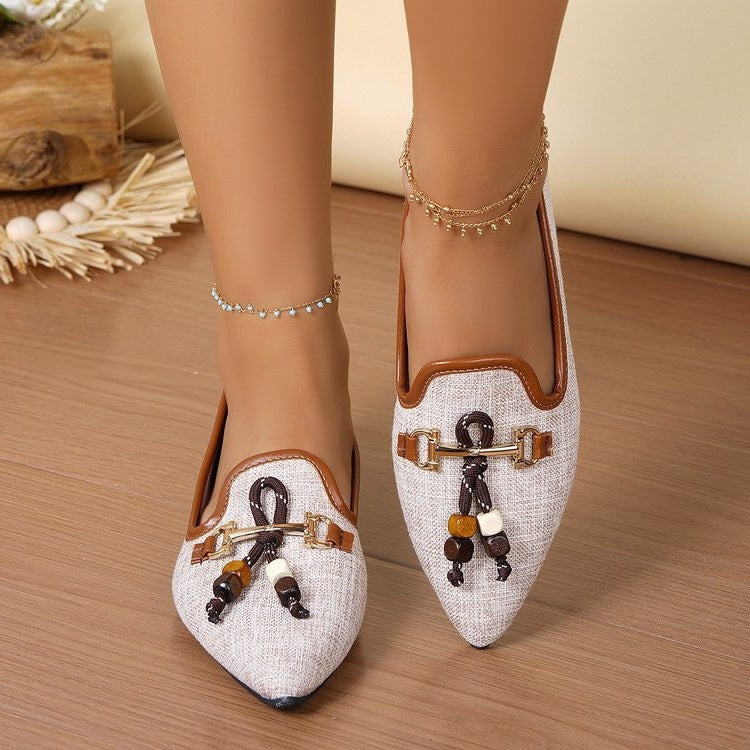 Damen elegante Ballerinas mit modischen Schmuckdetails R&B