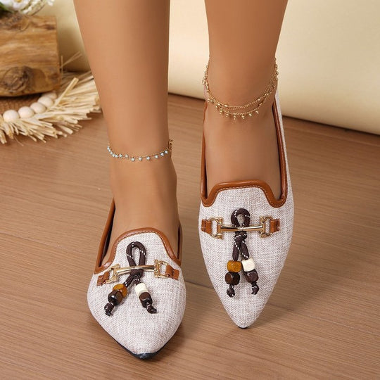 Damen elegante Ballerinas mit modischen Schmuckdetails R&B