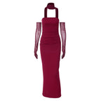 Damen Elegantes schulterfreies Abendkleid mit Flügelärmeln R&B