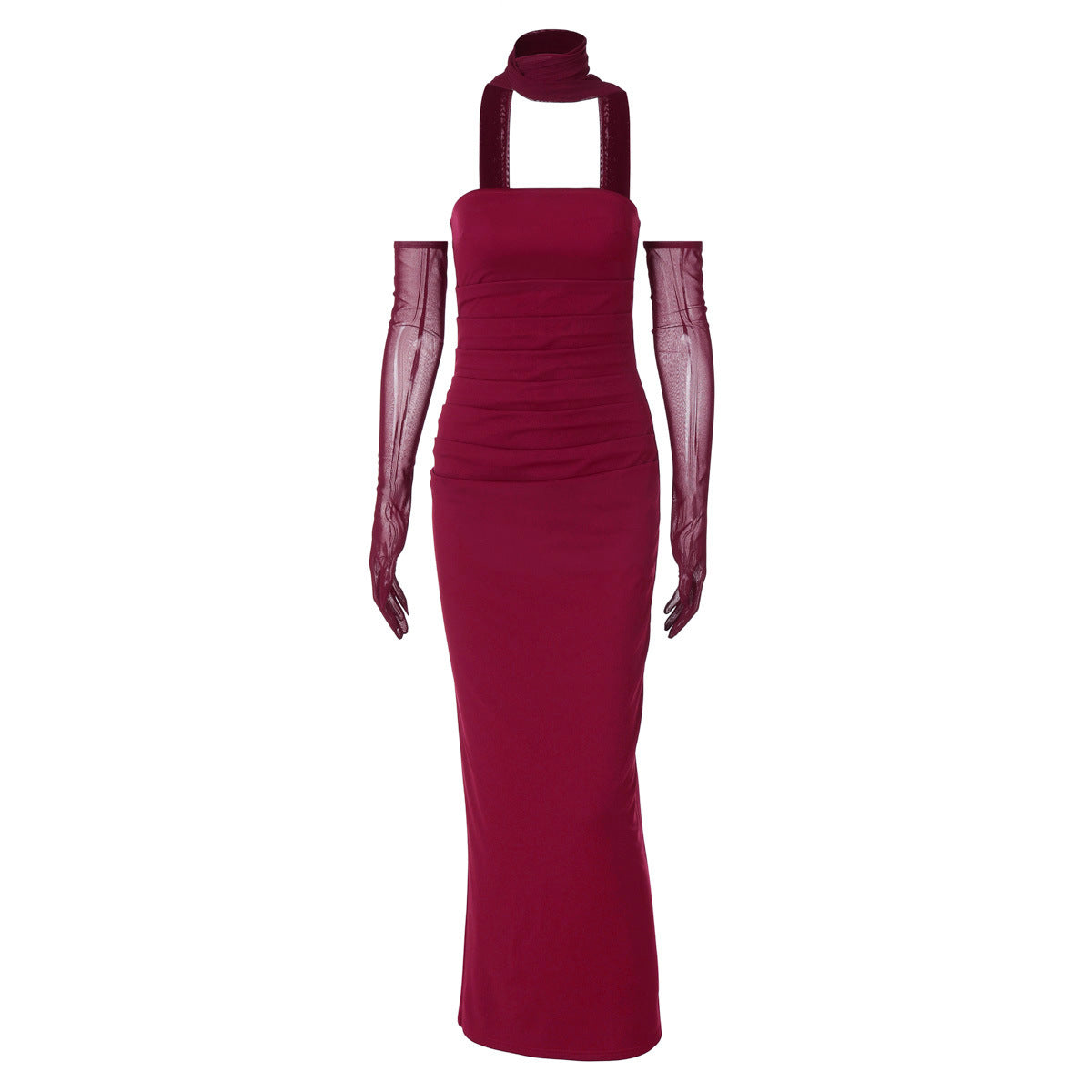 Damen Elegantes schulterfreies Abendkleid mit Flügelärmeln R&B
