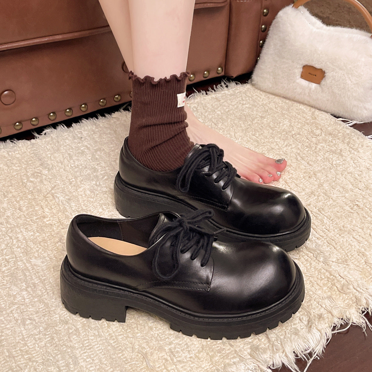 Damen Schnürschuhe mit robustem Blockabsatz und gepolstertem Fußbett R&B