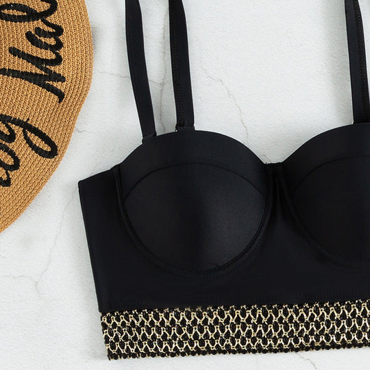 Damen Hochtaillierter Bikini mit elegantem Bustier und stylishen Akzenten R&B