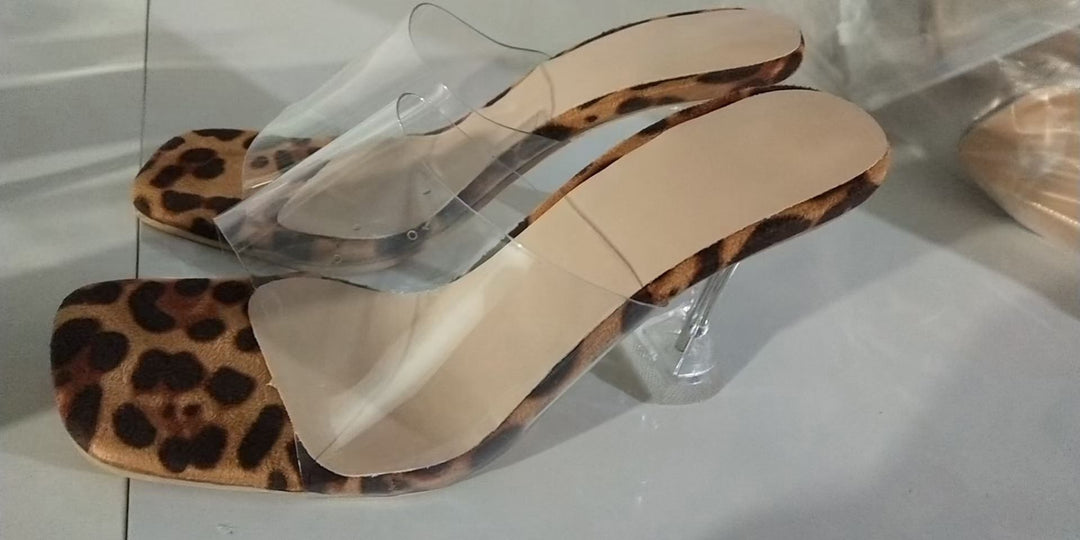 Damen Elegante Sandalen mit durchsichtigen Riemen und transparentem Blockabsatz R&B
