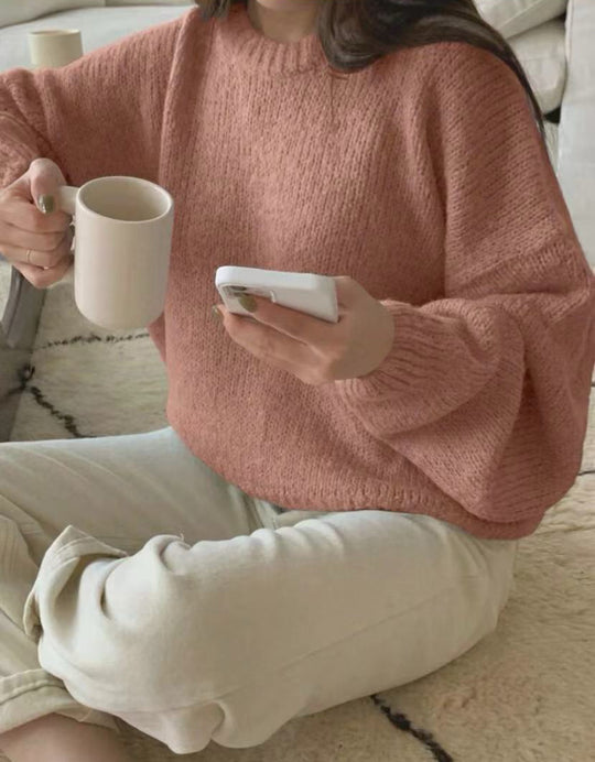 Damen Kuscheliger Strickpullover mit weitem Schnitt und klassischen Rippdetails R&B