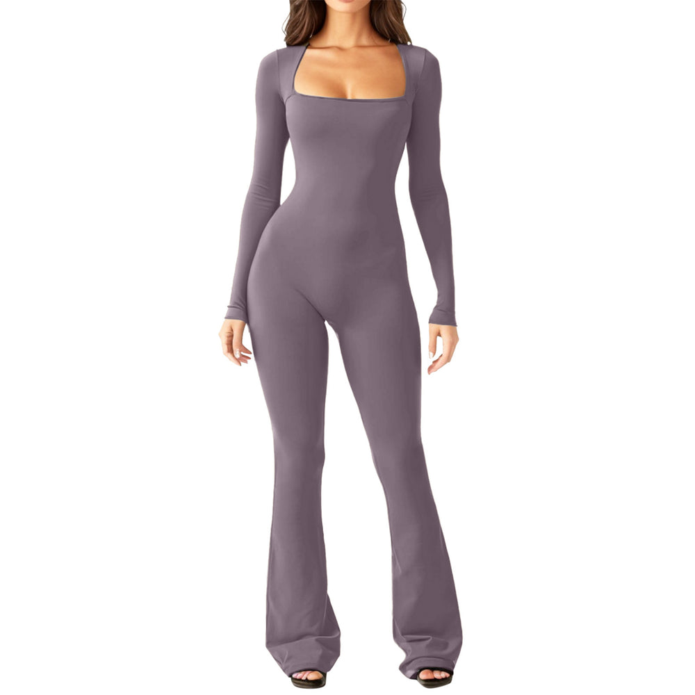 Damen Figürlicher Jumpsuit mit langen Ärmeln und weitem Bein R&B