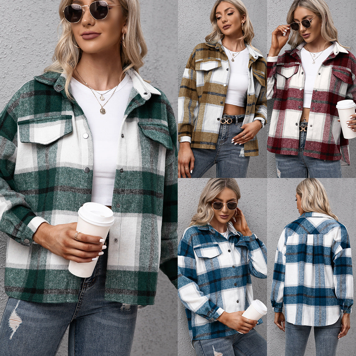 Damen Karierte Overshirtjacke im lässigen Schnitt