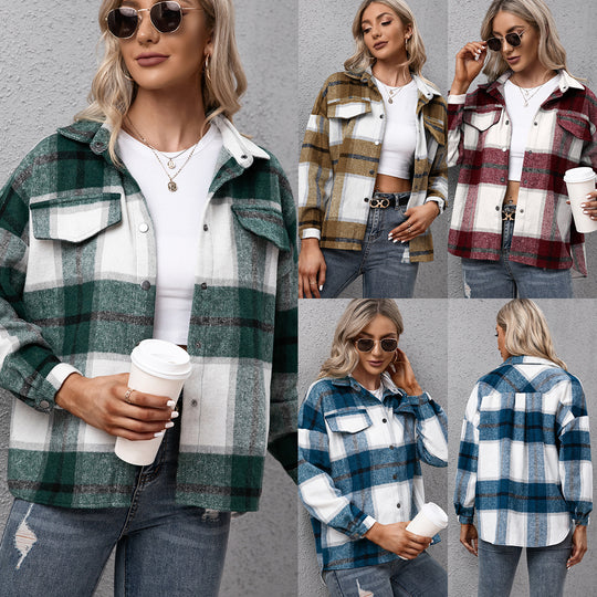 Damen Karierte Overshirtjacke im lässigen Schnitt R&B