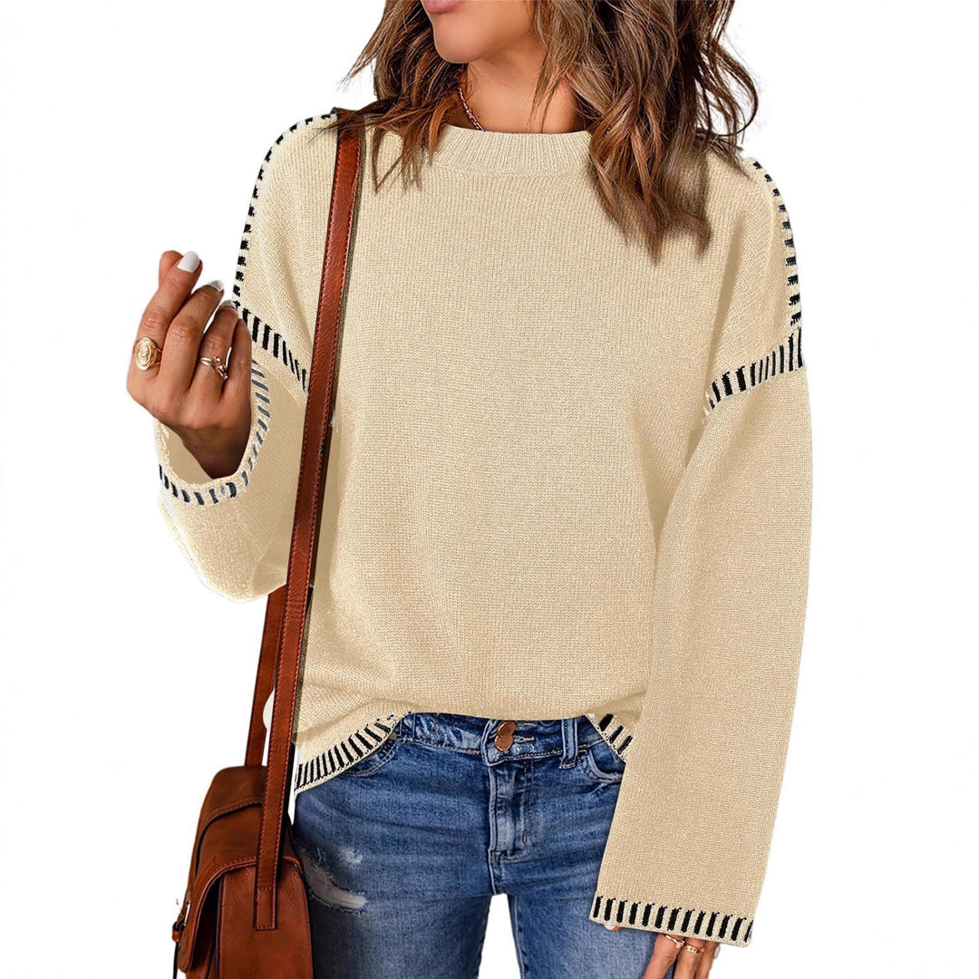 Damen lässiger Pullover mit strukturiertem Detail und seitlichem Schlitz R&B