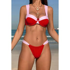 Damen Push-Up Bikini-Set mit breiten Trägern und verspieltem Design
