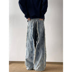 Damen Lässige Weitbein-Jeans mit Fransen-Design