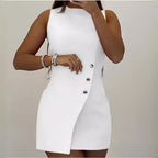 Damen Kurzkleid mit asymmetrischem Knopfdetail R&B