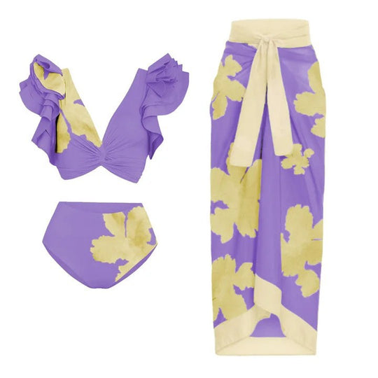 Damen Bikiniset mit voluminösen Rüschen und asymmetrischem Design R&B