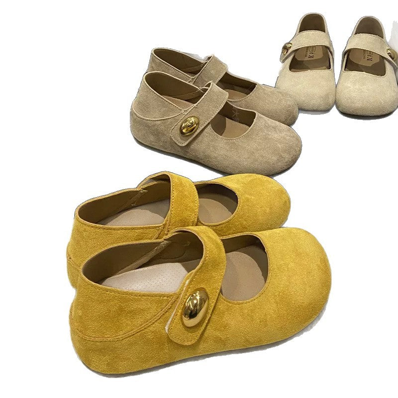 Damen Mokassins mit flexiblem Riemen und modischer Knopfdekoration