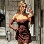 Damen Freizeitkleid mit sexy Ärmeldesign und funkelndem Element R&B