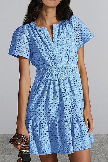 Damen Sommerkleid im romantischen Broderie Anglaise Stil R&B