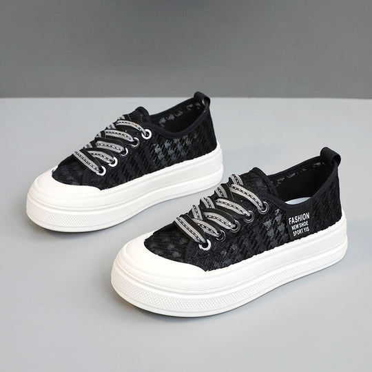 Damen modische Plateausneaker mit atmungsaktiver Mesh-Oberfläche und rutschfester Sohle R&B