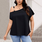 Damen asymmetrisches Oberteil mit modischem Schulterdesign R&B