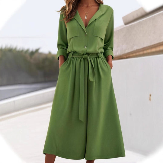 Damen lässiges Leinen-Hemd und Hose Set R&B