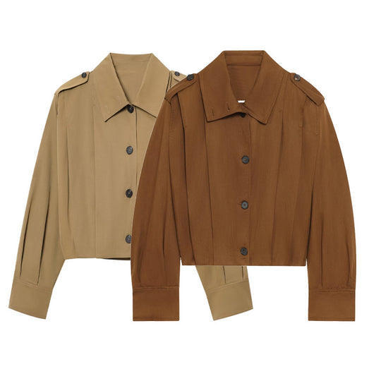 Damen cropped Jacke mit dekorativen Knopfdetails und eleganter Schnittführung R&B
