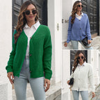 Damen Strickjacke mit V-Ausschnitt und dekorativen Knopfdetails R&B